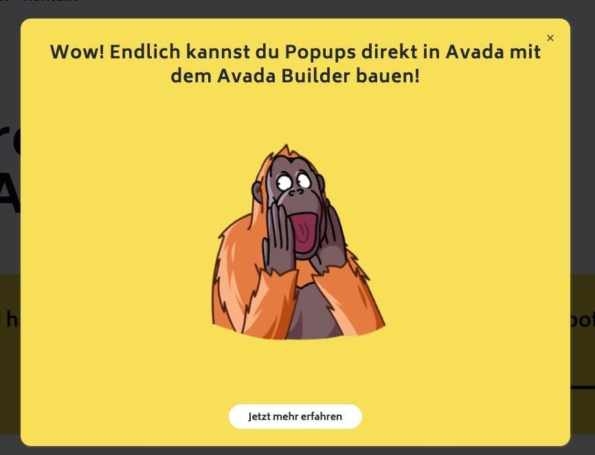 Popup in Avada mit WordPress erstellen