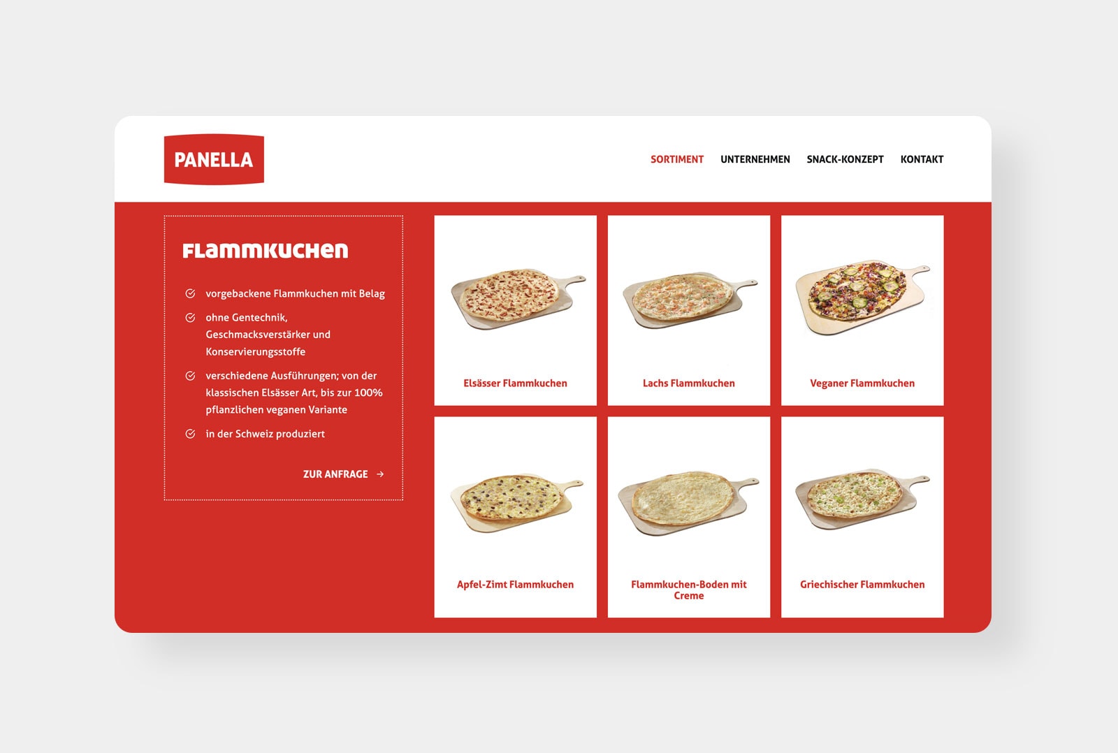 panella.ch B2B-Website für Industriebäckerei