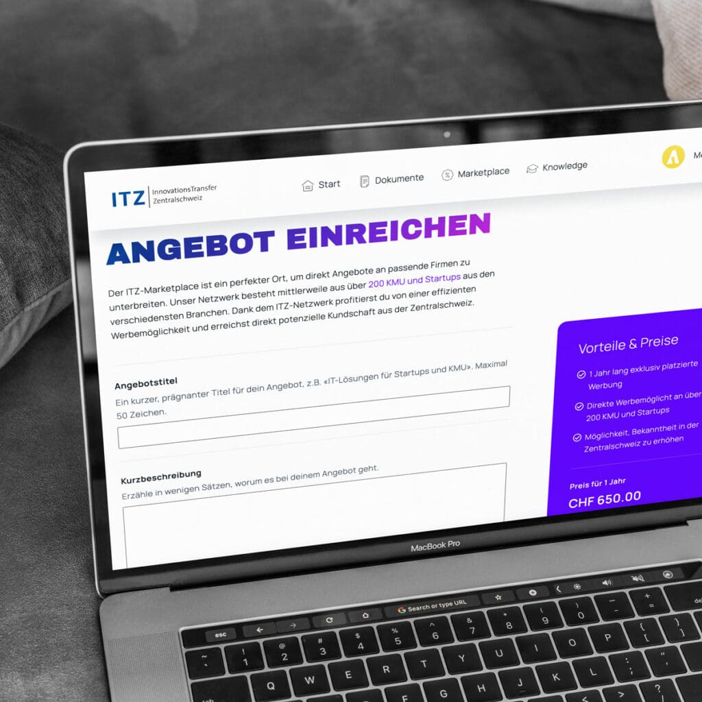 Mockup itz.ch Webportal, erstellt von Agenza GmbH