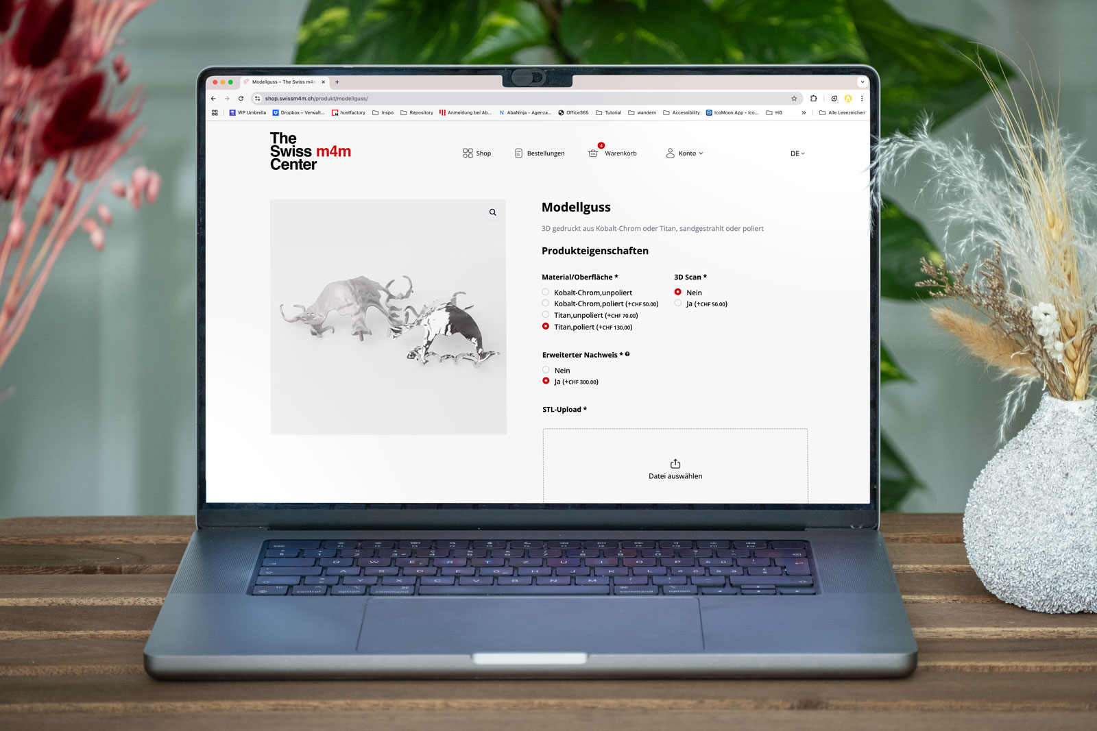 Mockup vom Webshop Swiss m4m Center AG