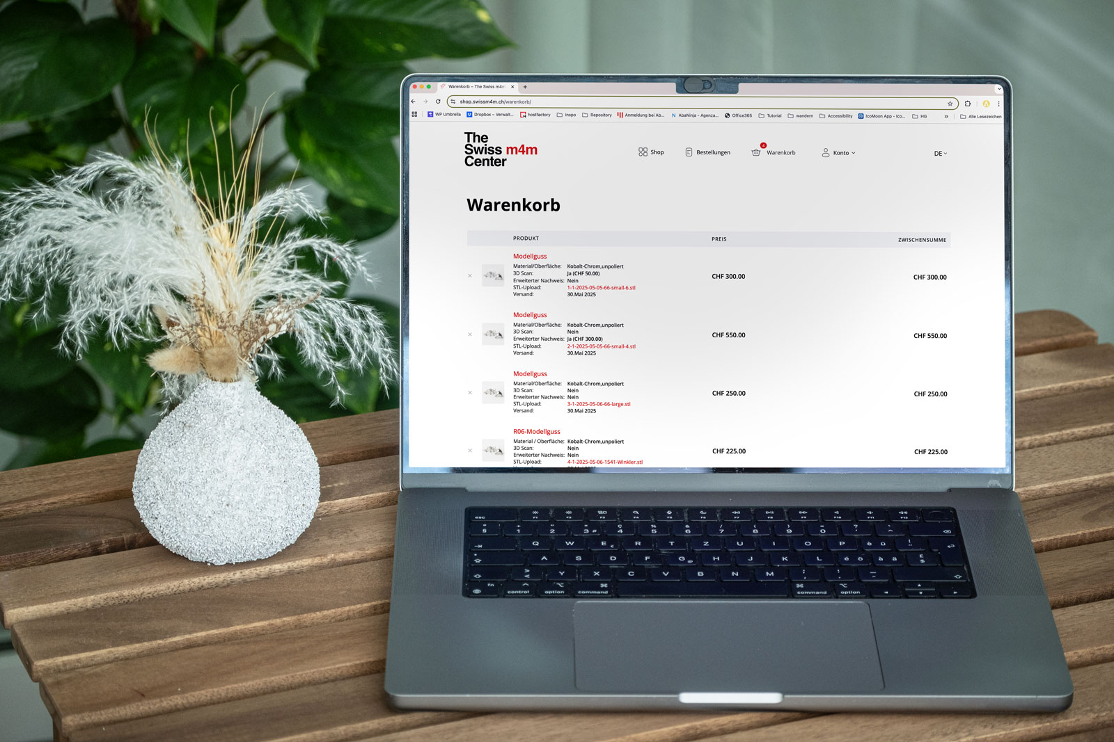 Mockup vom Webshop Swiss m4m Center AG